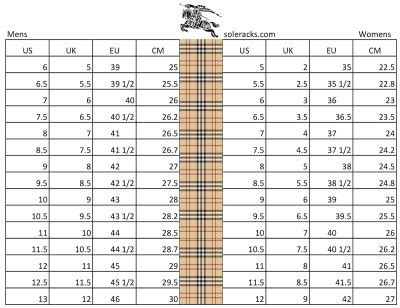 burberry size guide uk|burberry size chart.